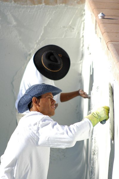 Pool Plaster Coating Is Being Applied to a Worn-Out Pool in Maryland 